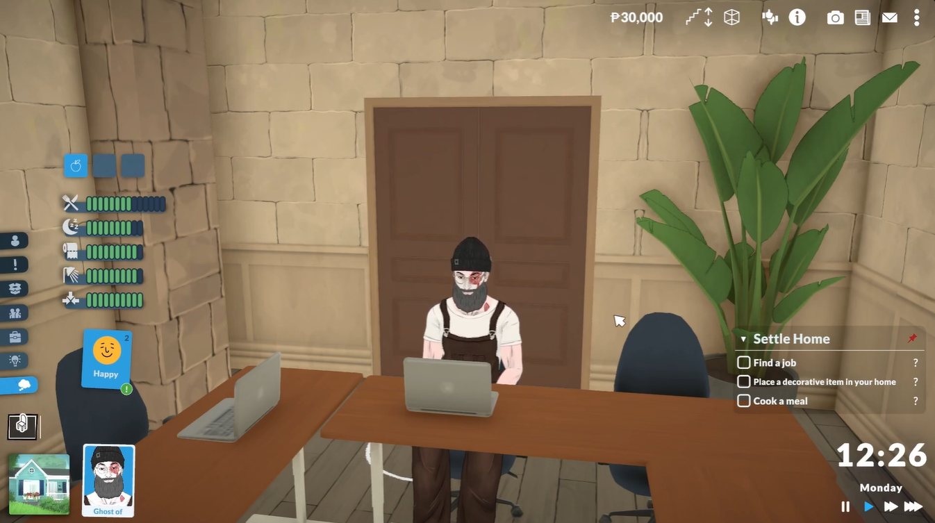 Using computer at Town Hall in Paralives