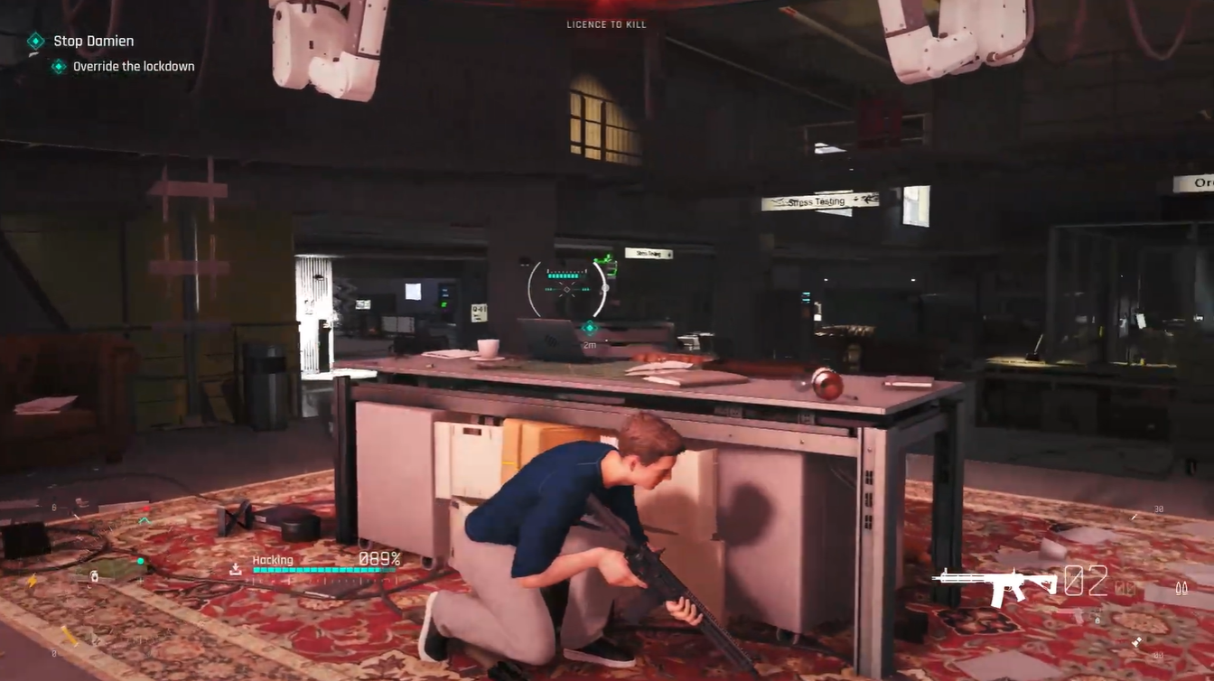 Character staying within the objective area while the lockdown override progress percentage continues to increase.