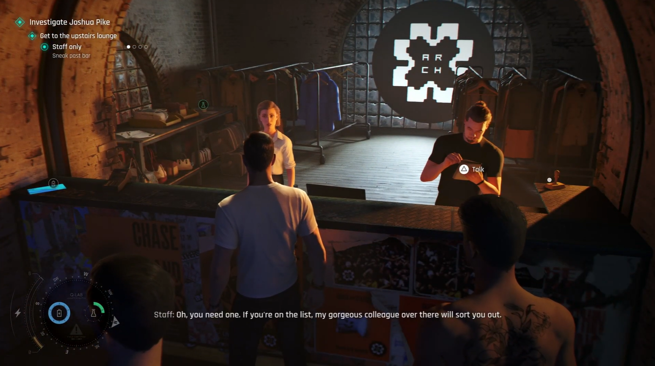 James Bond sneaking behind the nightclub reception desk to obtain the upstairs lounge stamp in 007 First Light