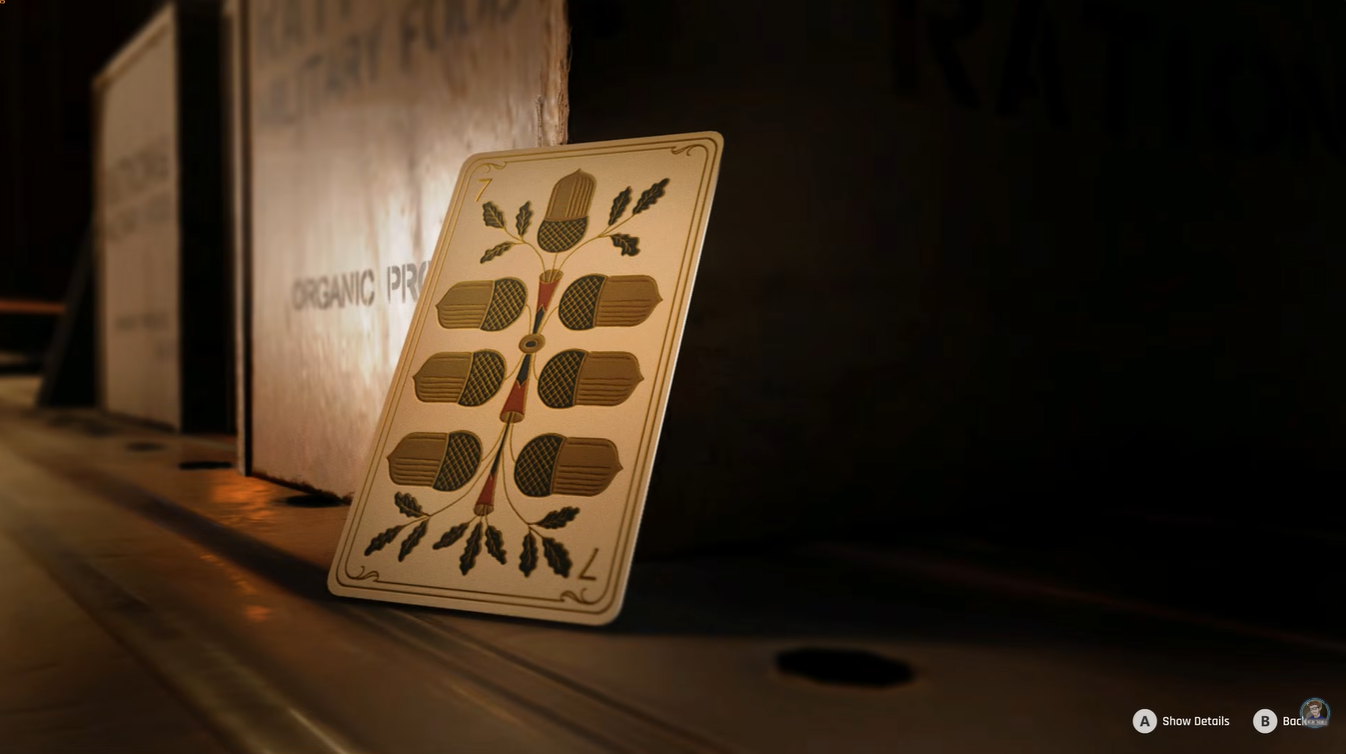 7 of acorns card collectible in 007 First Light Prologue Mission