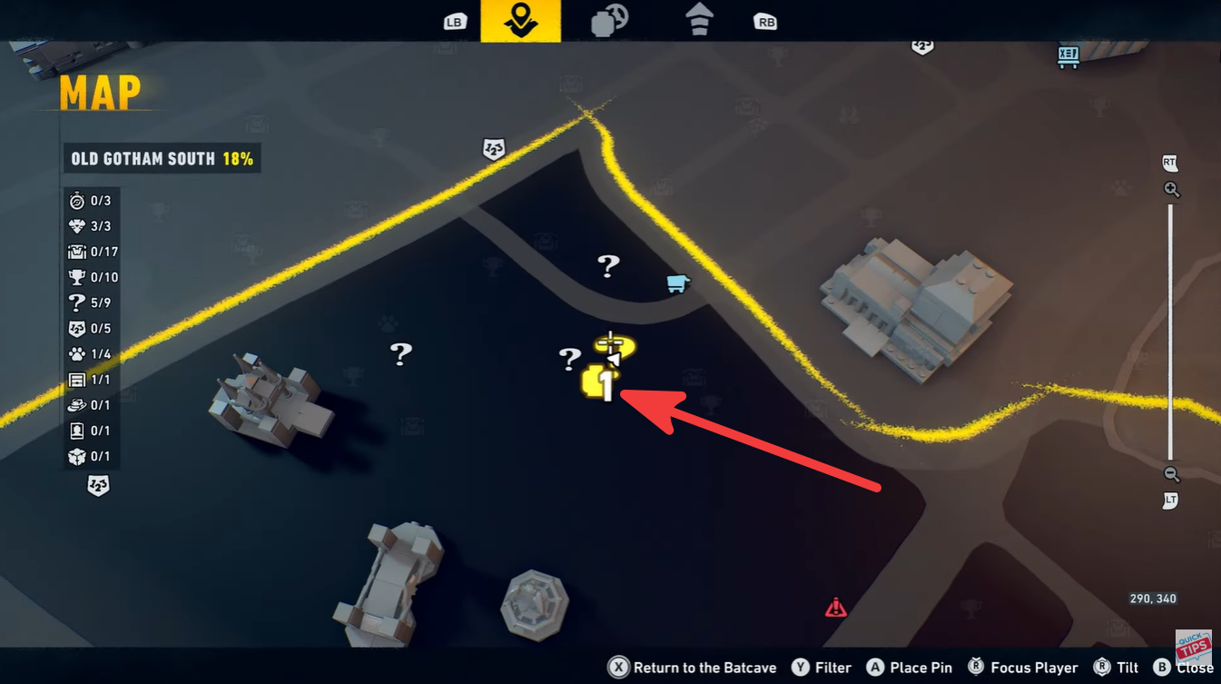 Map location of the Feeling Steamed puzzle in LEGO Batman Legacy of the Dark Knight