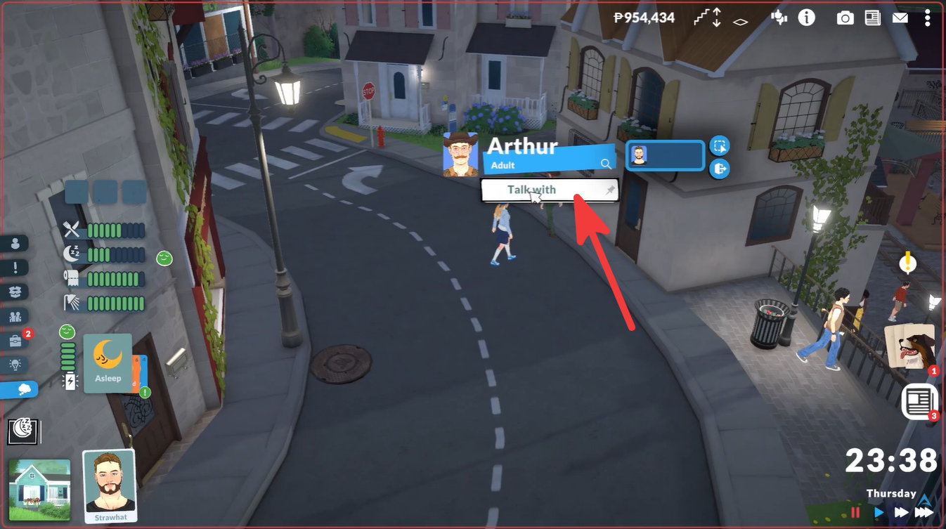 Talk with option on the character to make acquaintance in Paralives