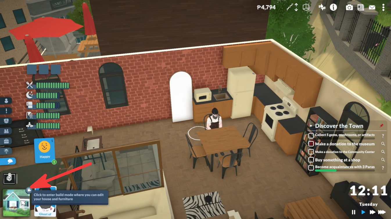 Entering Build Mode in Paralives