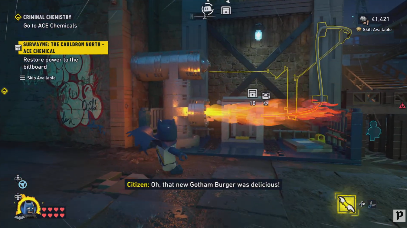 How to restore power to the billboard in Subwayne Cauldron North - LEGO Batman Legacy of Dark Knight