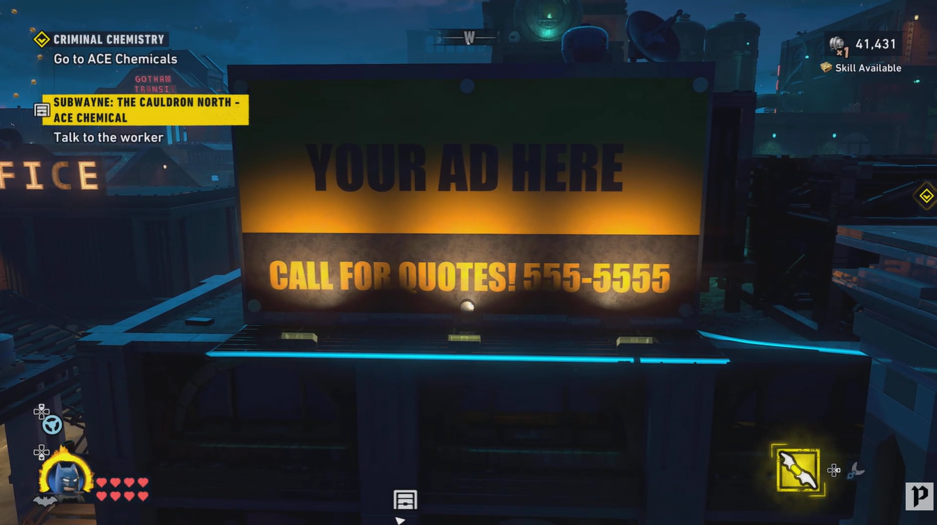How to restore power to the billboard in Subwayne Cauldron North - LEGO Batman Legacy of Dark Knight