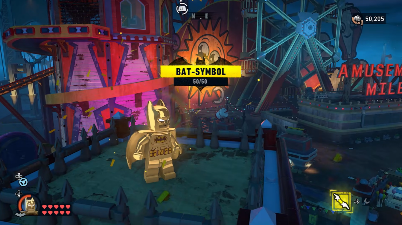Batman collected 50 of 50 Bat symbols in LEGO Batman: Legacy of the Dark Knight