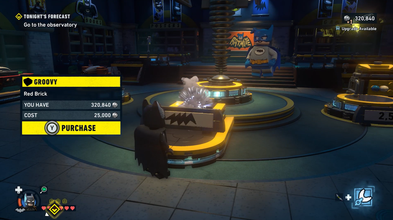 Batman purschasing items from Batmite in LEGO Batman Legacy of the Dark Knight