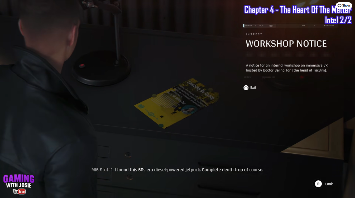 Collecting Workshop Notice collectible in 007 First Light Chapter 4 The Heart of the Matter