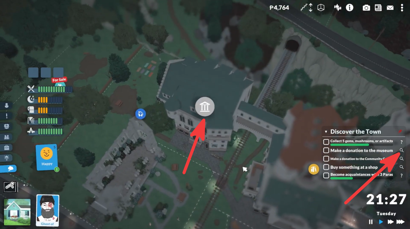 Finding museum in Paralives world