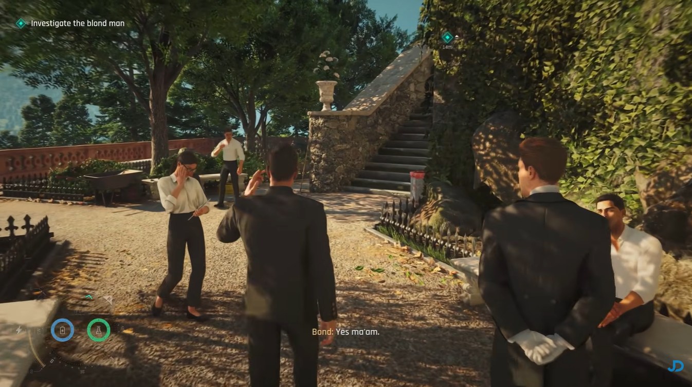 Hotel exterior patrol route and infiltration entry point in 007 First Light