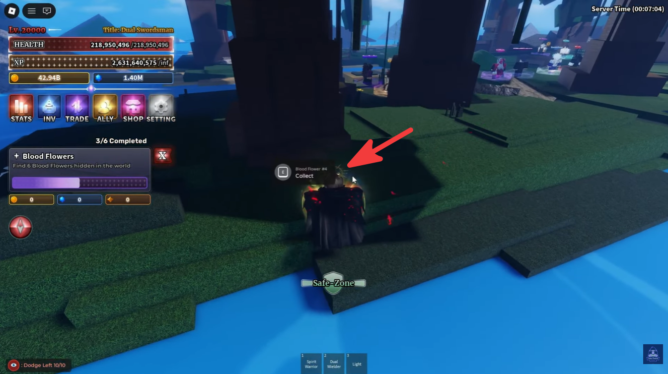 Fourth Blood Flower near the Spirit Warrior NPC on Blue Planet