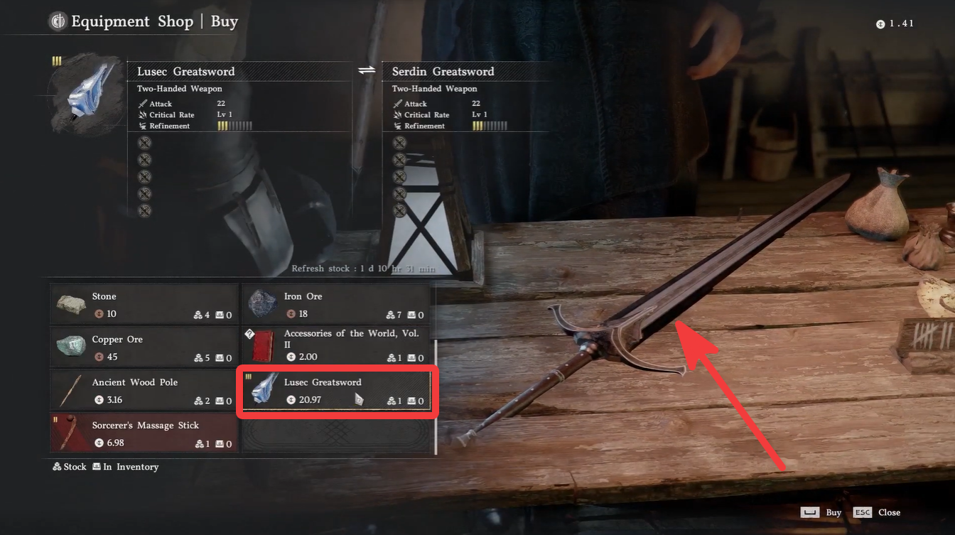 Crimson Desert Lusec Greatsword Location, Stats, Effects, and Vendor Guide