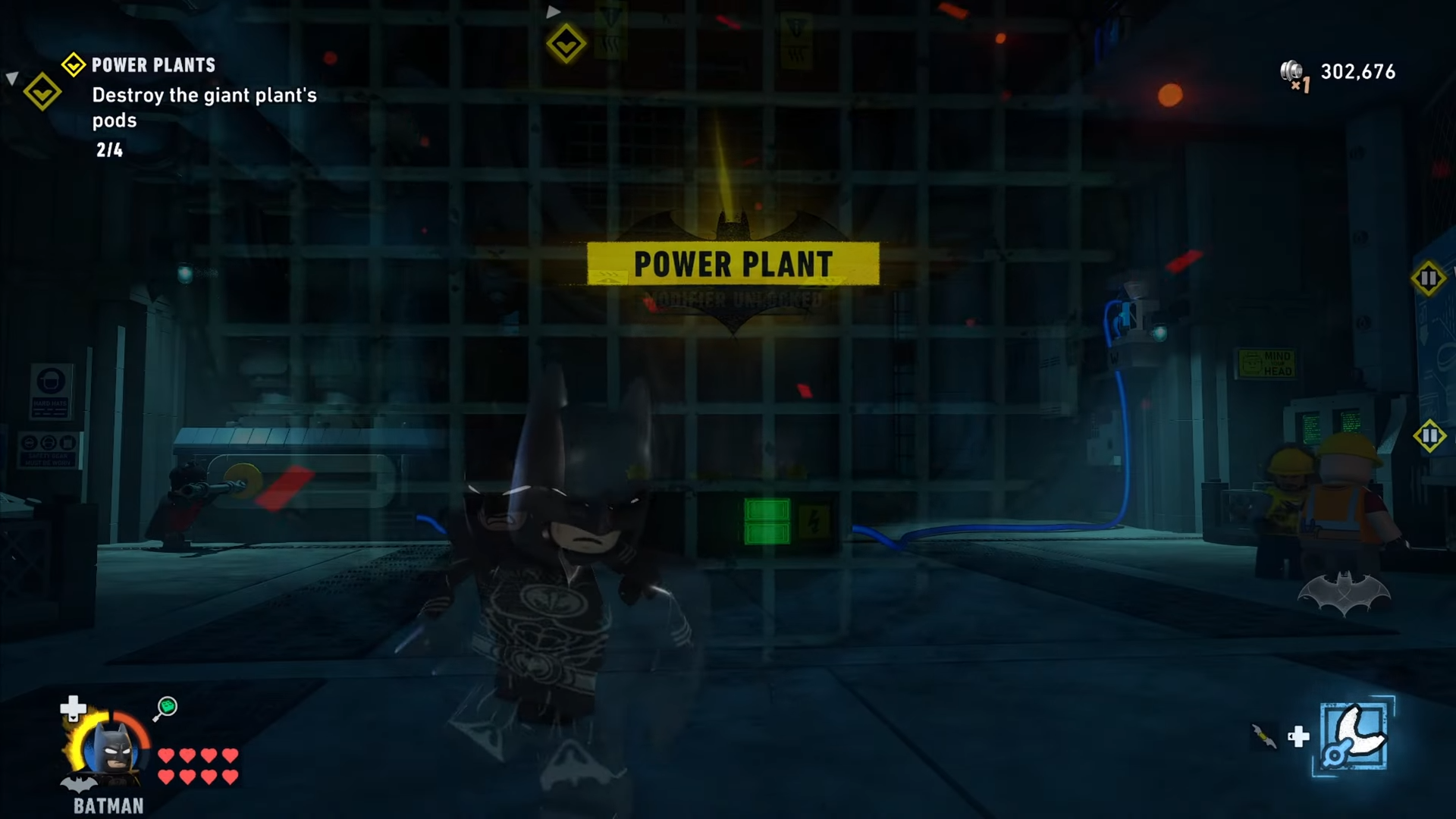 Batman gets the Power Plant modifier in Power Plants mission in Lego Batman: Legacy of the Dark Knight.
