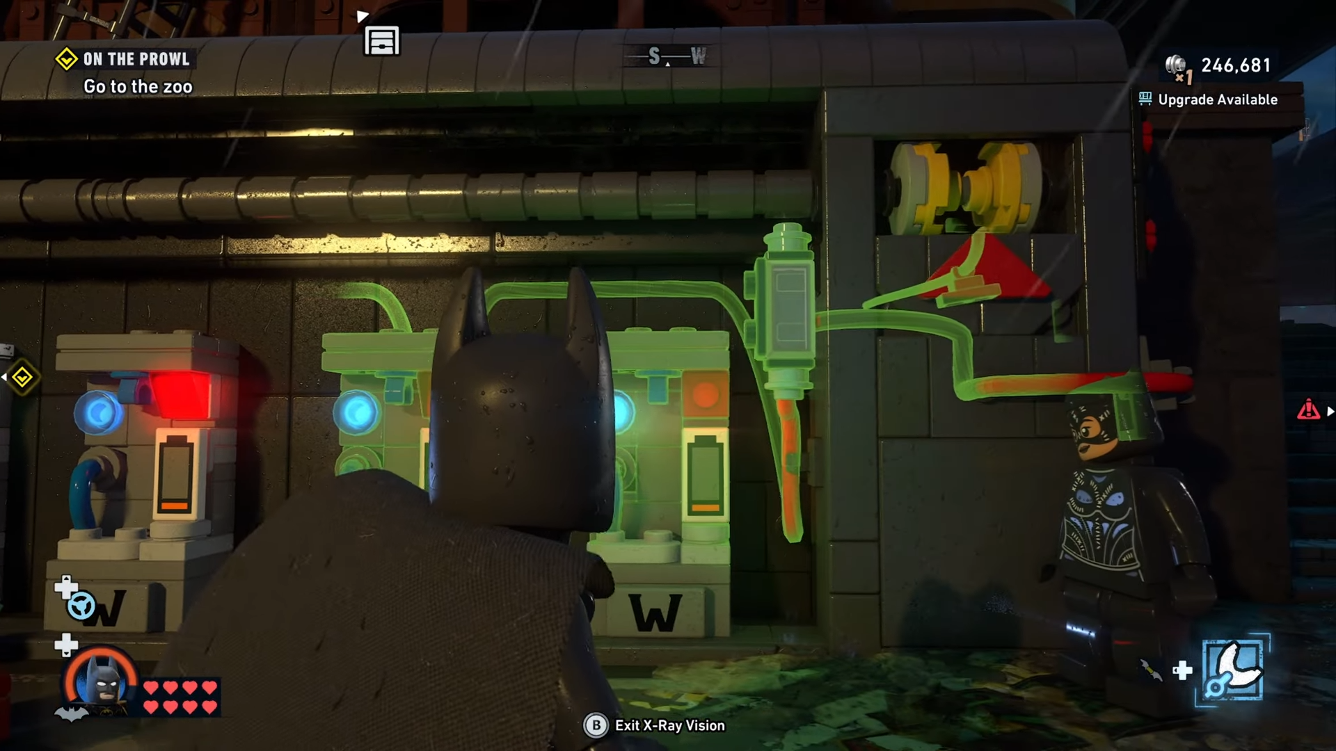 Batman uses X-Ray Vision on the machine to see the power connections at the Subwayne Old Gotham South in Lego Batman Legacy of the Dark Knight.