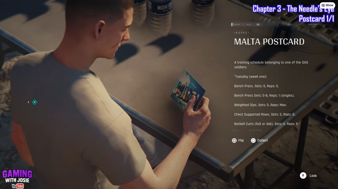 pick up the Malta Postcard collectible in 007 First Light Mission 3 The Needle's Eye