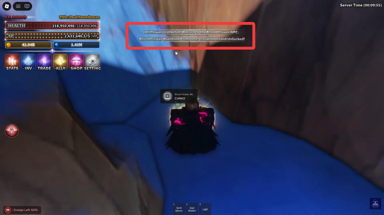 Isolation Island unlocked notification in Sailor Piece