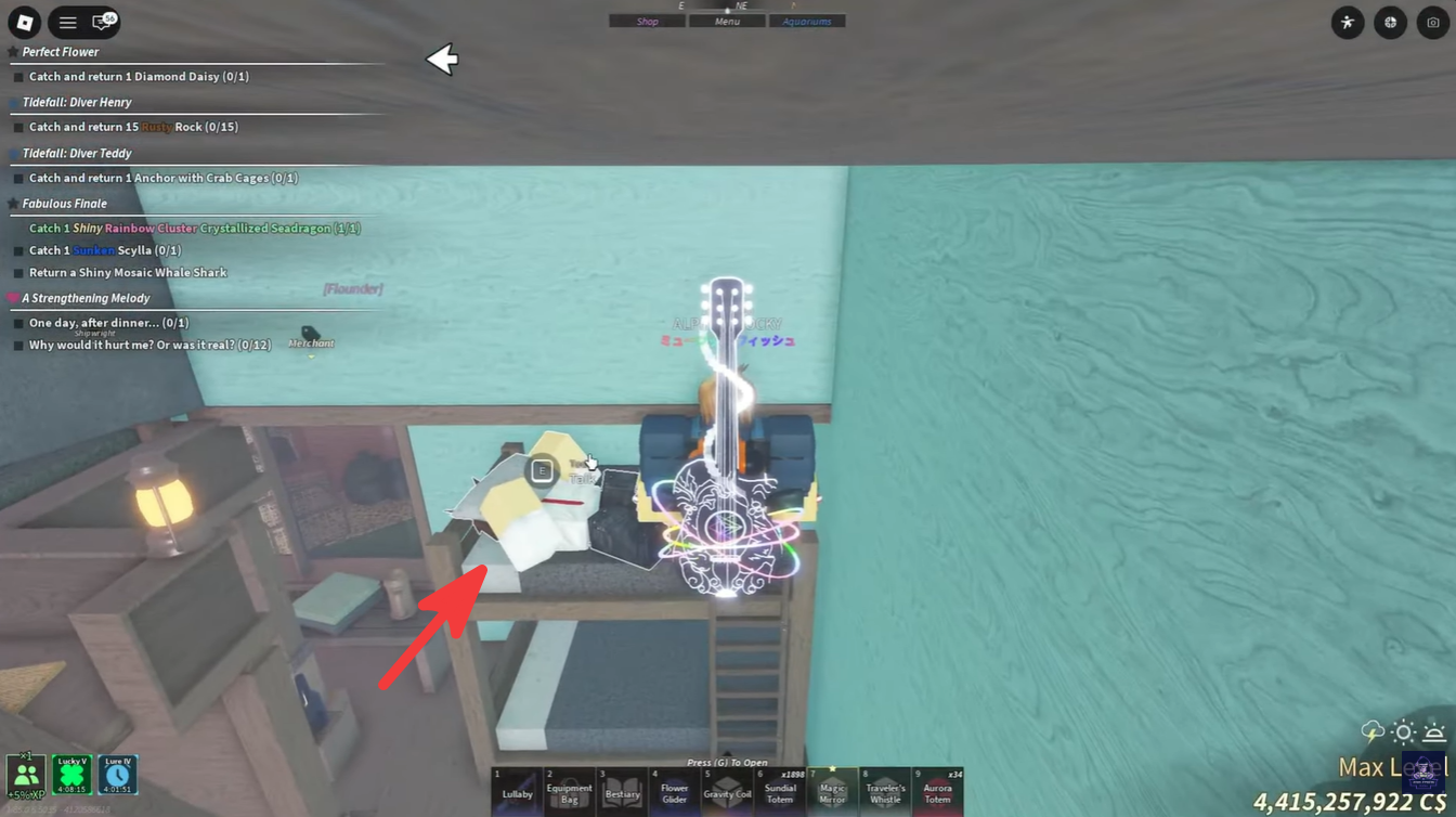 Finding Todd NPC in Moosewood to start Shady Bazaar quest in Fisch Roblox