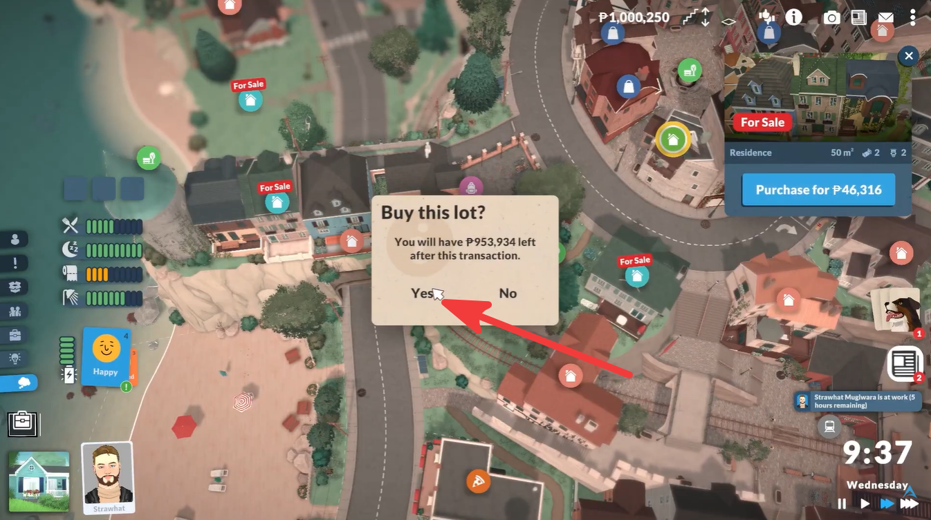 Confirm the purchase of the new house in Paralives