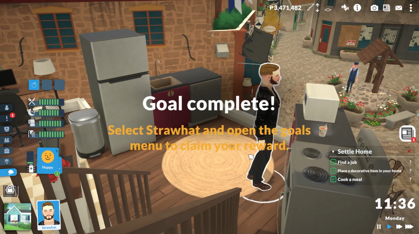 Completed goal of cooking a recipe in Paralives