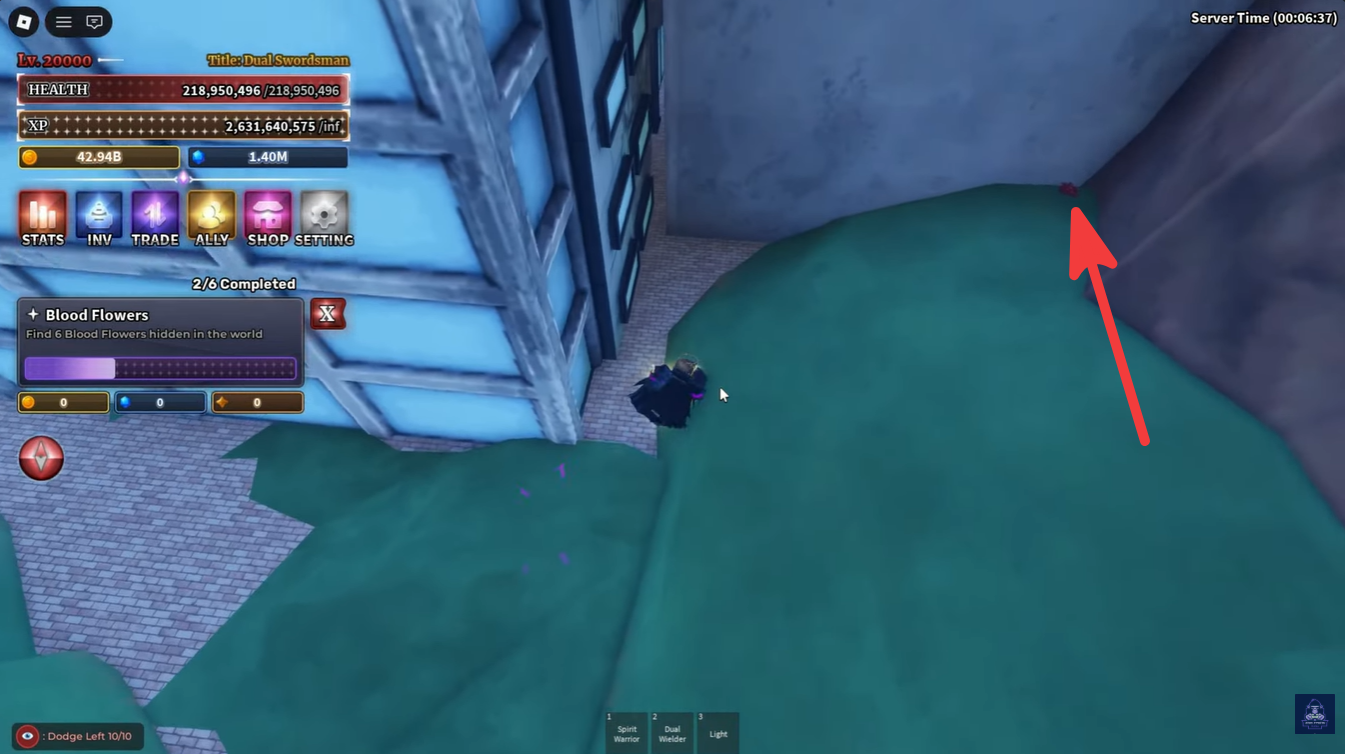 Third Blood Flower location behind the Punch Island structure