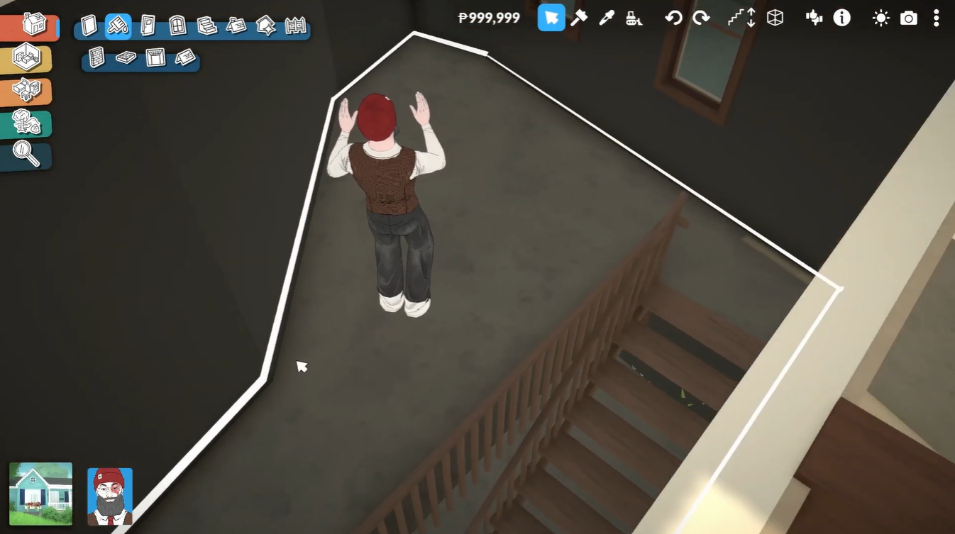 Entering build mode to change flooring in Paralives