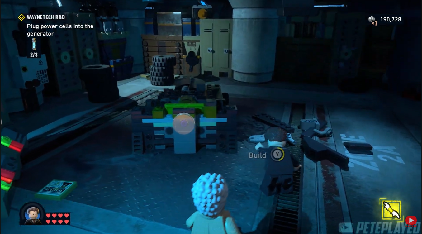 Newly built WayneTech attachment mechanism connected to the third Power Cell system in LEGO Batman: Legacy of the Dark Knight