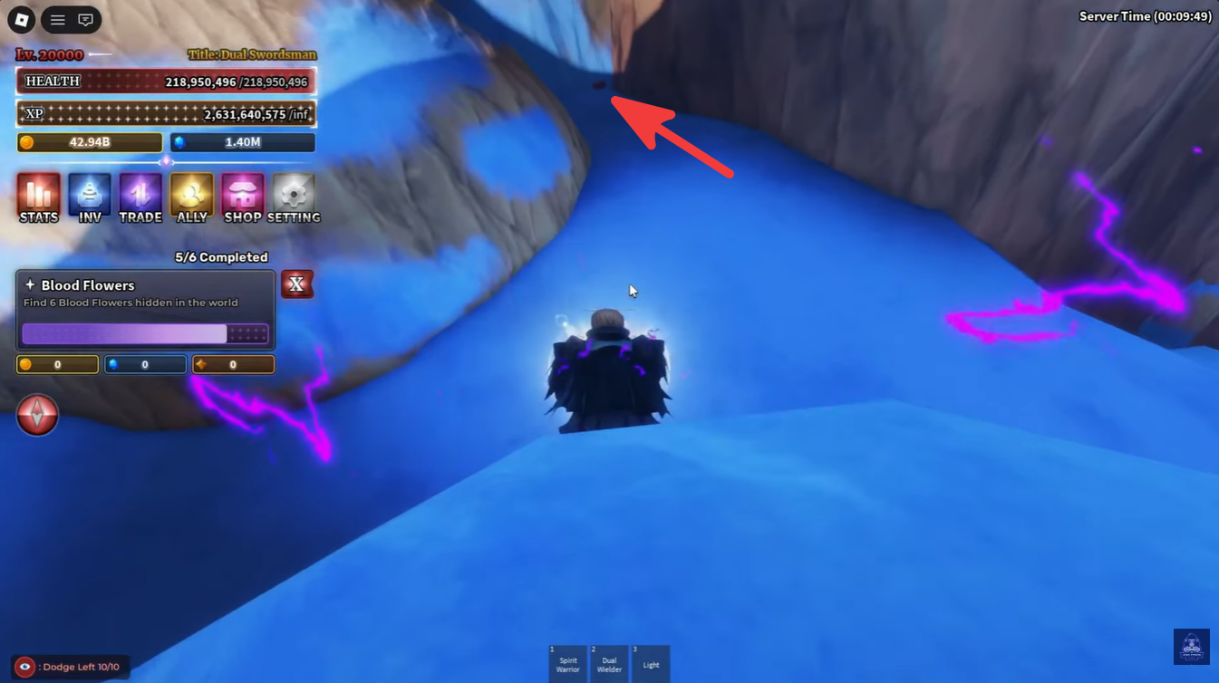 Sixth Blood Flower hidden behind the mountain tree on Slayer Island