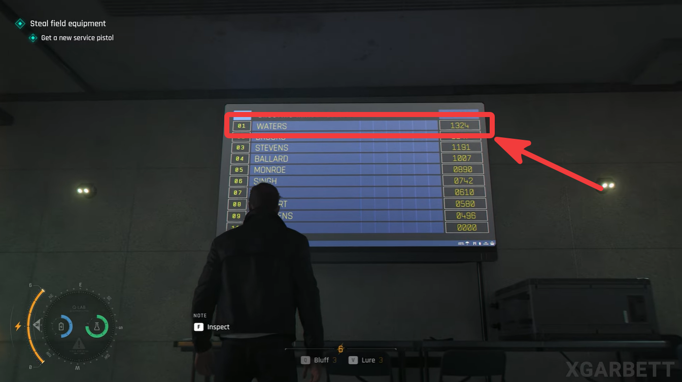 Q-08 armoury code on the scoreboard in 007 First Light - Man of the Hour mission
