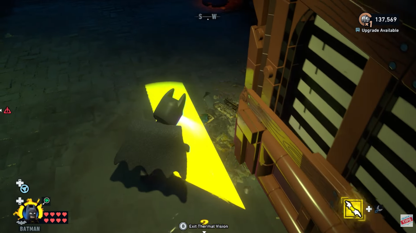 Batman using Thermal Vision in LEGO Batman Legacy of the Dark Knight