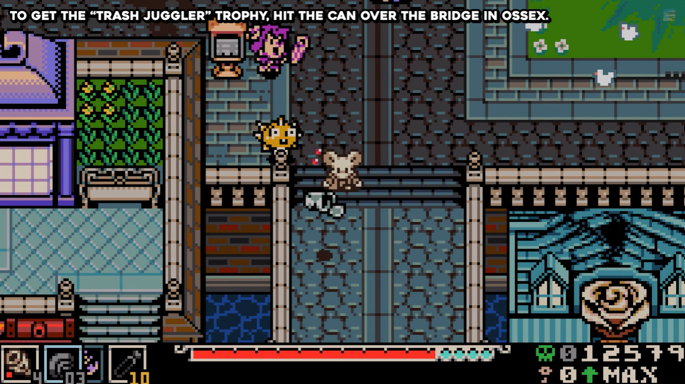 Juggle the trash can over the bridge in Mina the Hollower