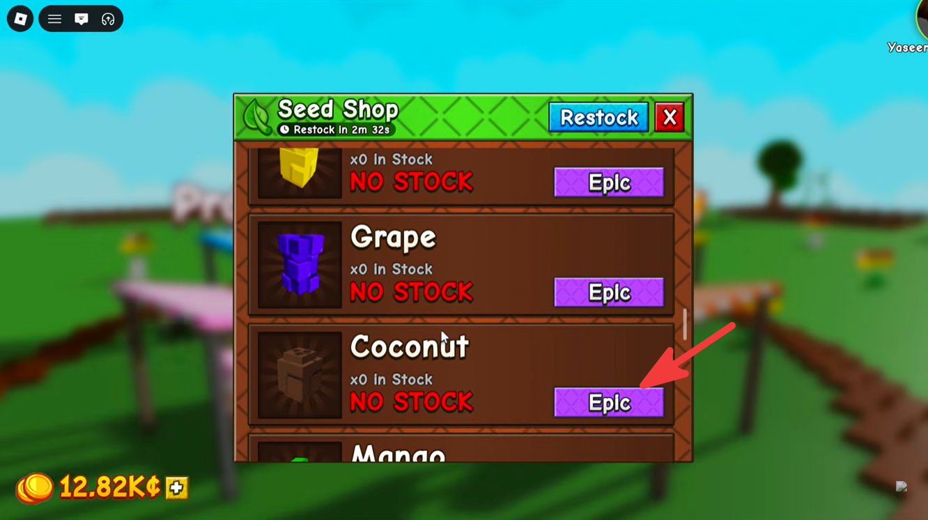 Coconut seed in Grow a Garden 2 - ASMR gaming news/YouTube