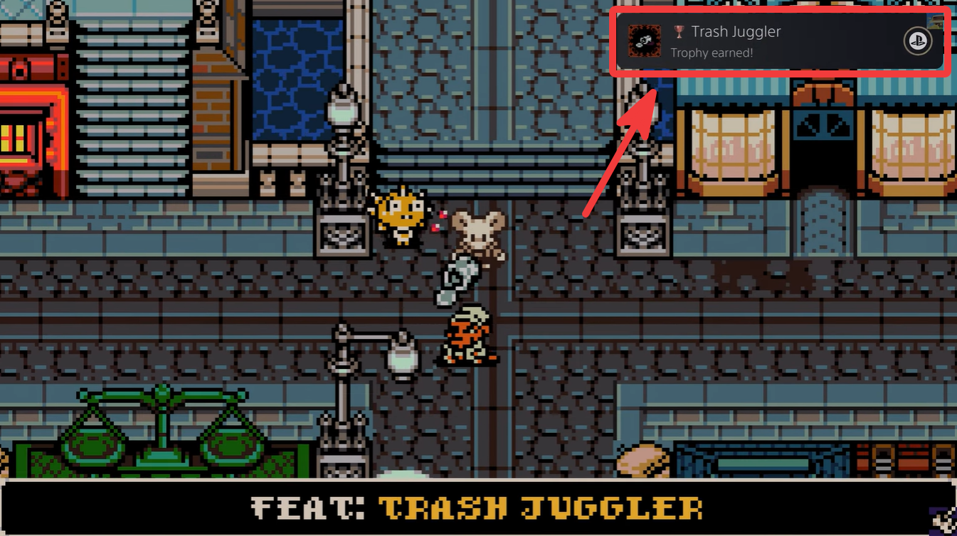 Trash juggler trophy unlocked in Mina the Hollower