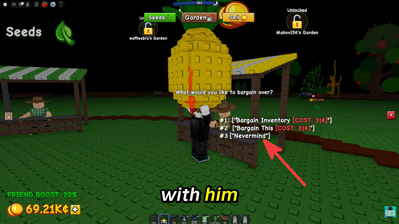 How Bargaining works in Grow a Garden 2 - using nevermind option to reset