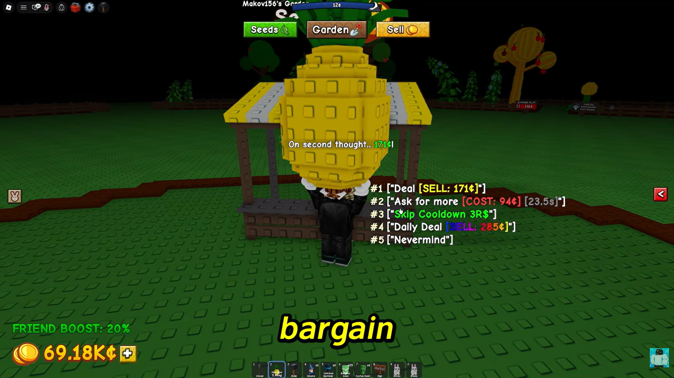 How Bargaining works in Grow a Garden 2 - sell or negotiate