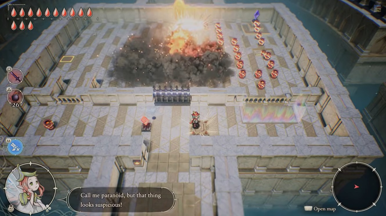 Triggering the explosive in The Adventures of Elliot: Millennium Tales