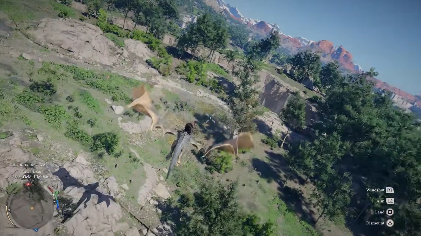 Baby Wyvern mount flying in Crimson Desert
