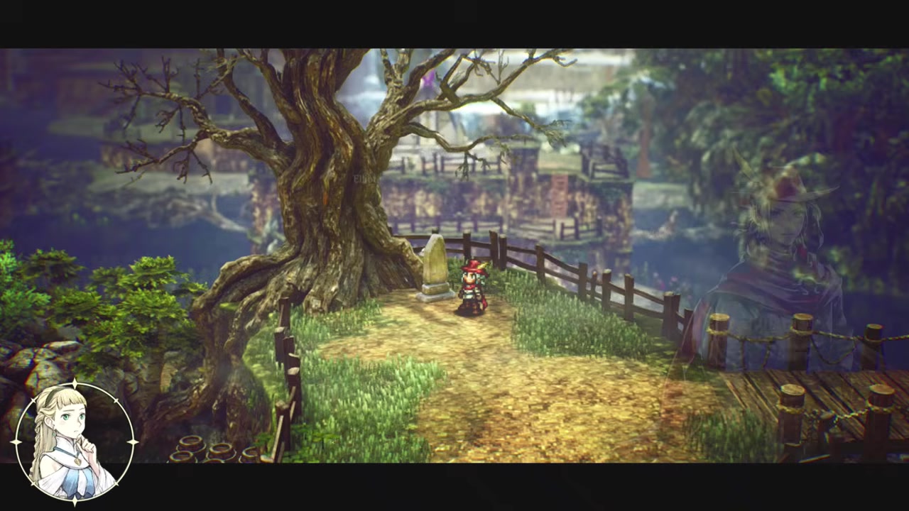 The Elder Tree rest scene and the gravestone beside it