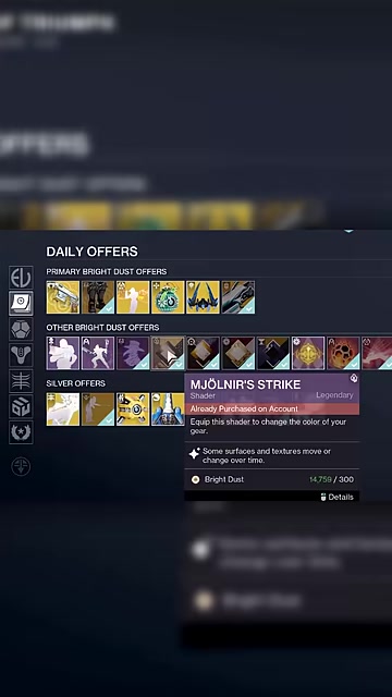 Mjolnir Strike listed at 300 Bright Dust in the store