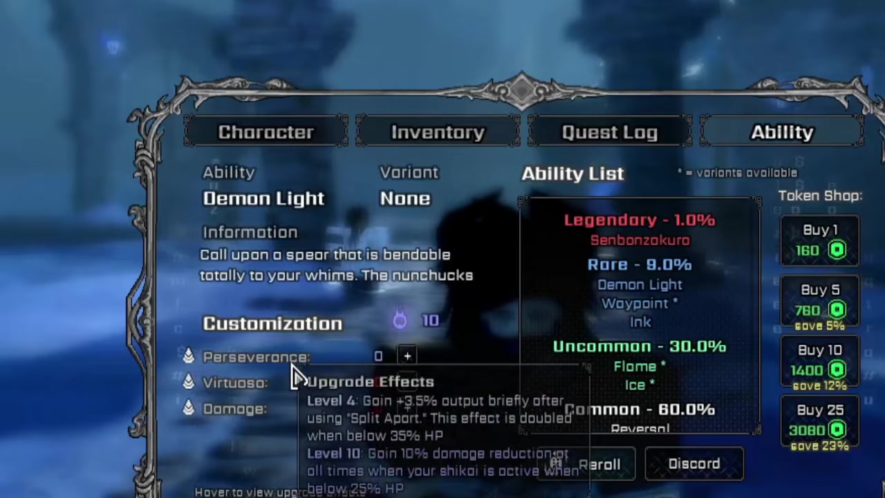 The Perseverance and Virtuoso upgrade trees