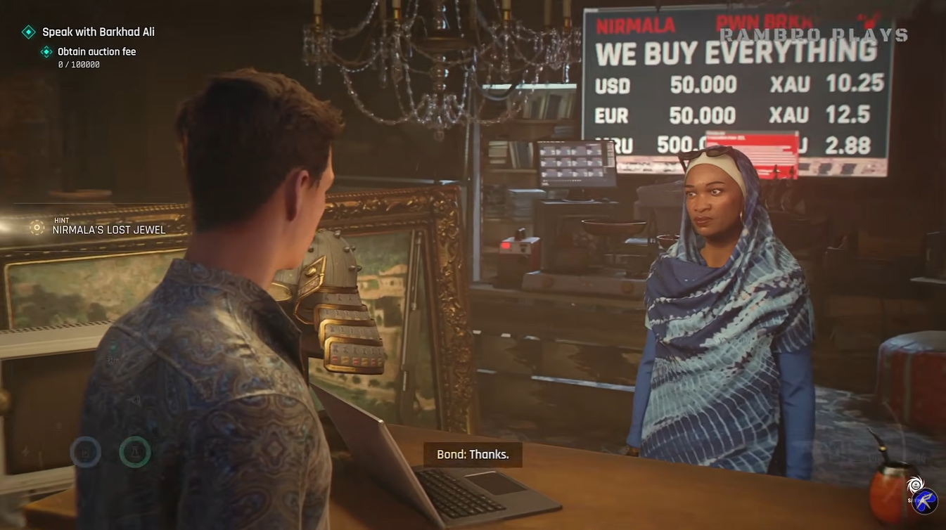 Bond receiveing 35000 from Nirmala after pawning the jewel of jahari in 007 first light