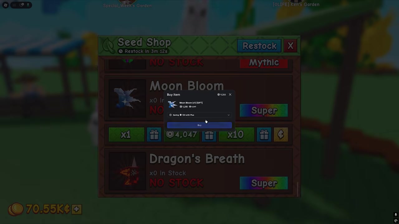 Moon Bloom seed pack appears in the shop menu