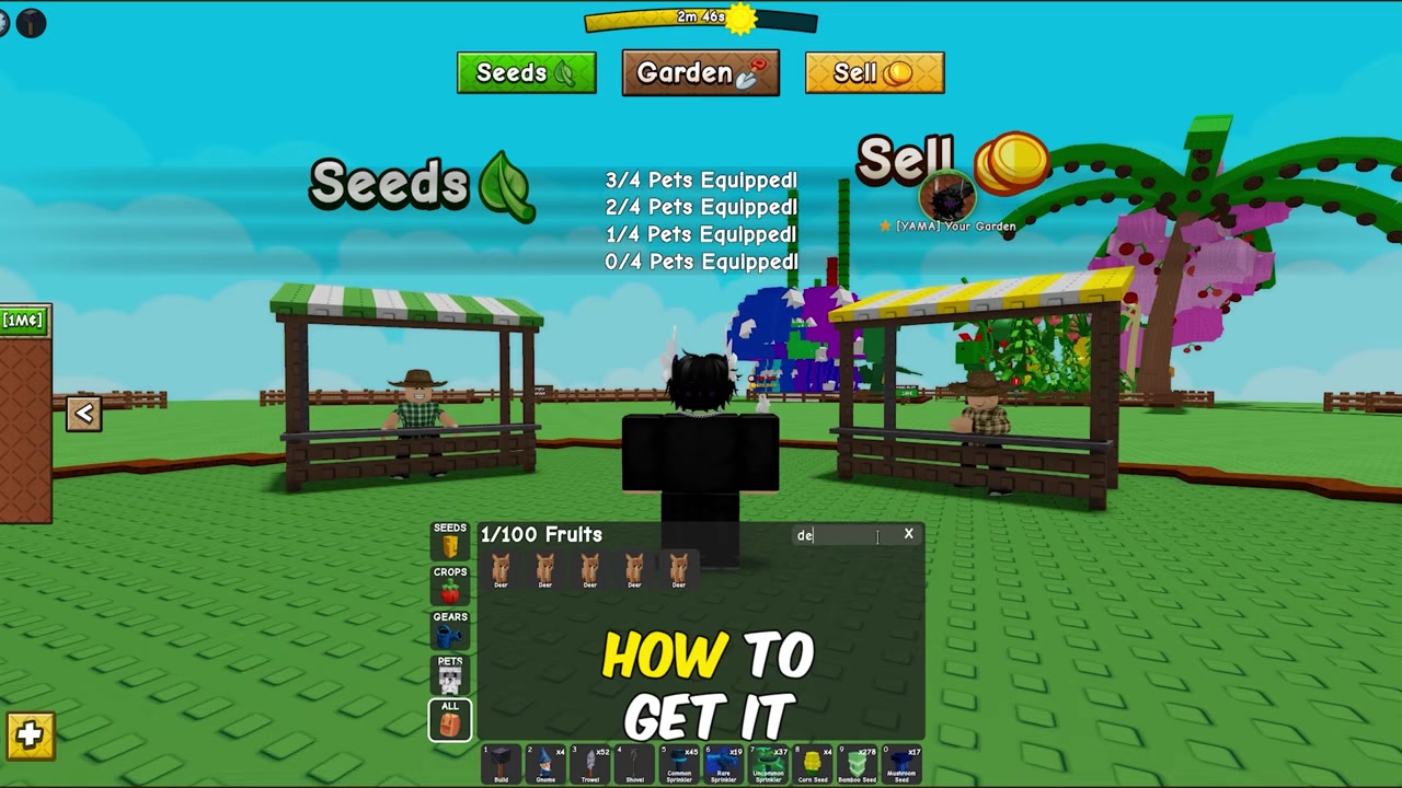 Deer pet stands on the garden map
