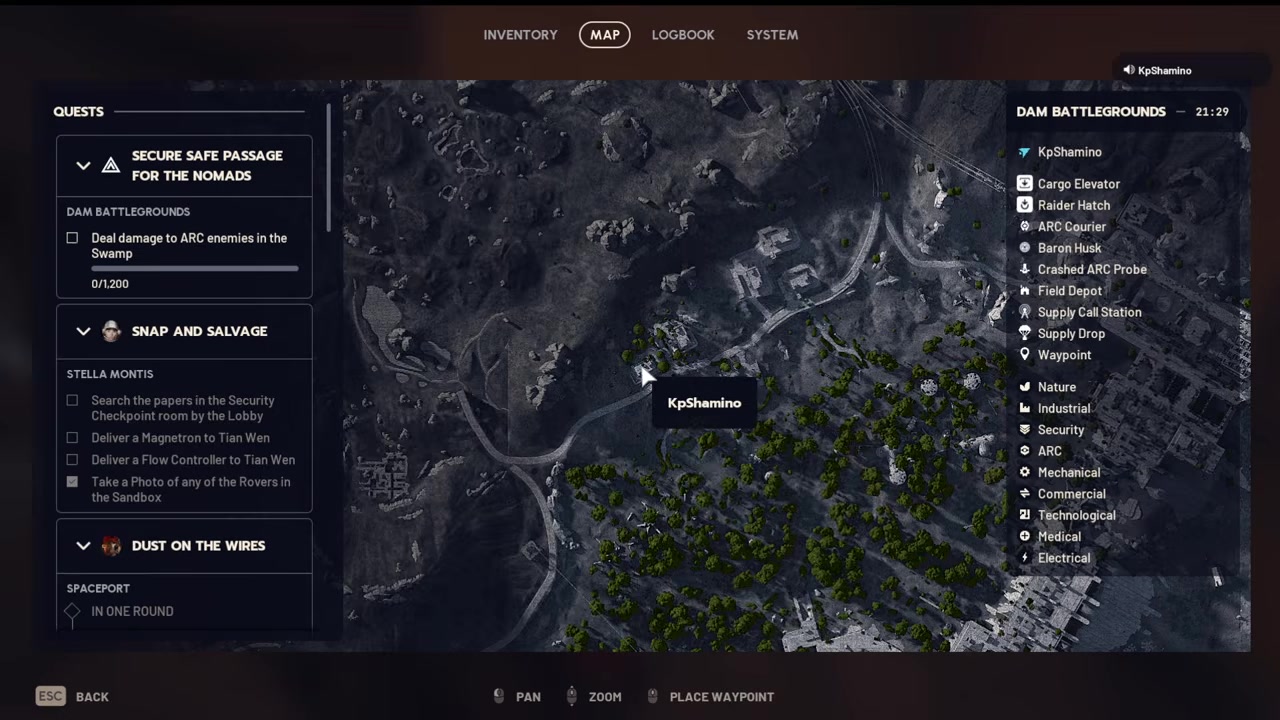 Map highlights Dam Battleground apartments and nearby named buildings.