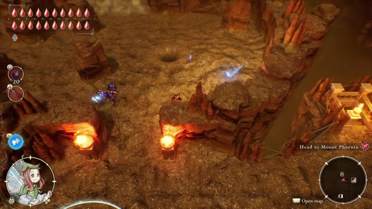 Desert cave entrance with rocky paths and treasure locations highlighted