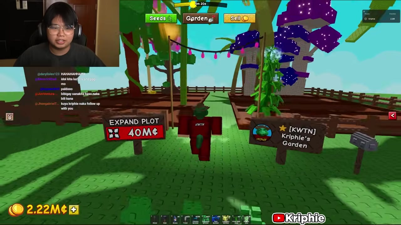 Player walks through their garden past several frogs