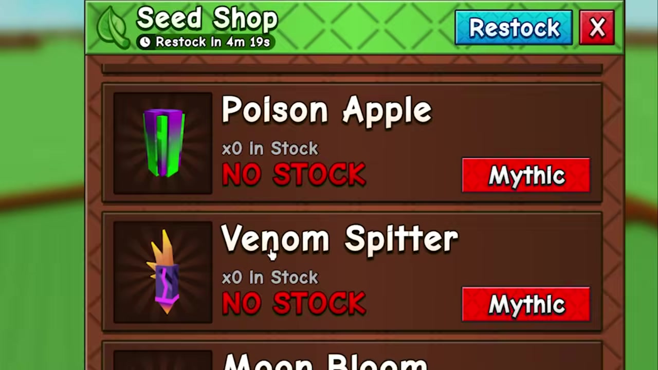 Venom Spitter seed appears in the seed shop list