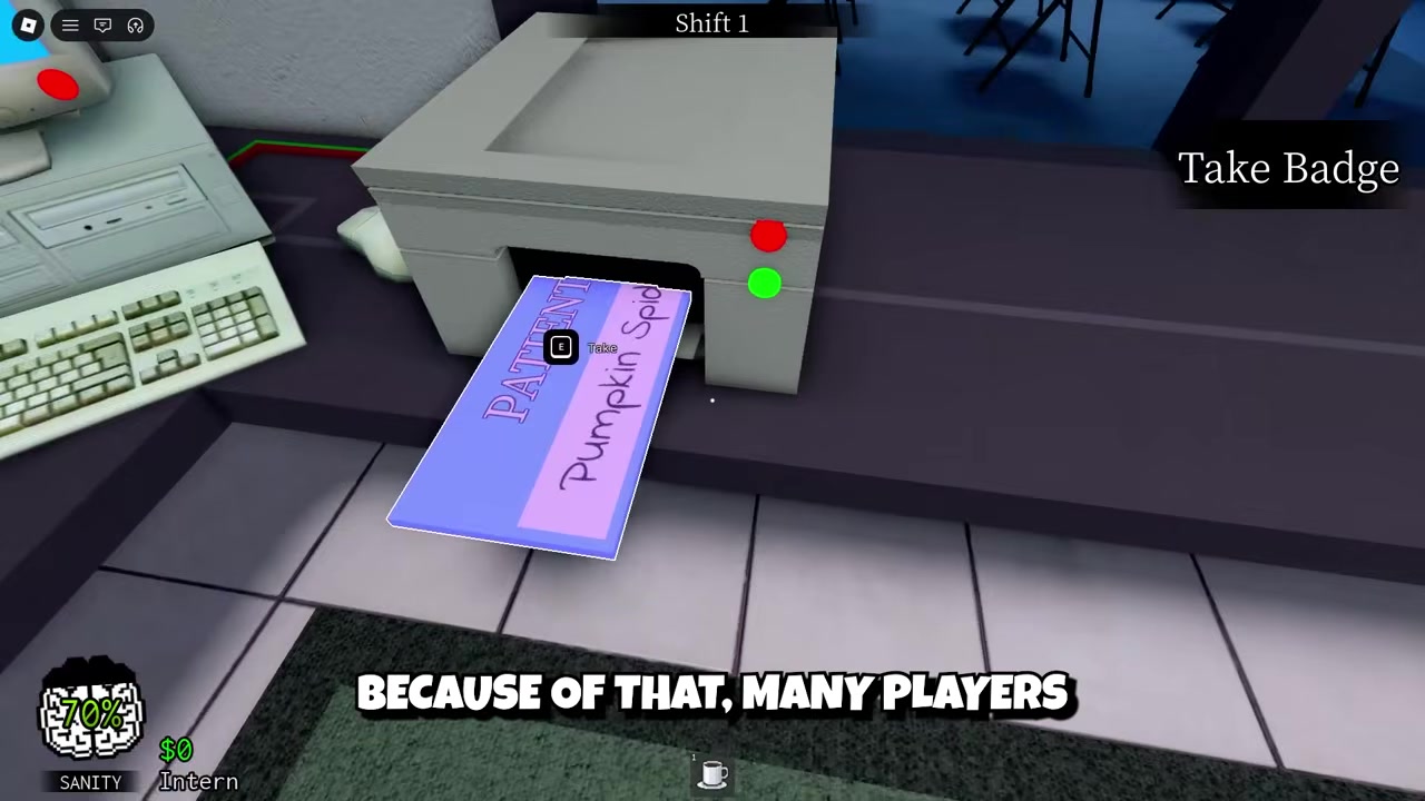 Barney stands at the check-in booth during a night shift