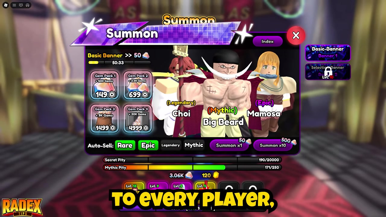 The summoning banner interface displays character options in Anime Squadron.