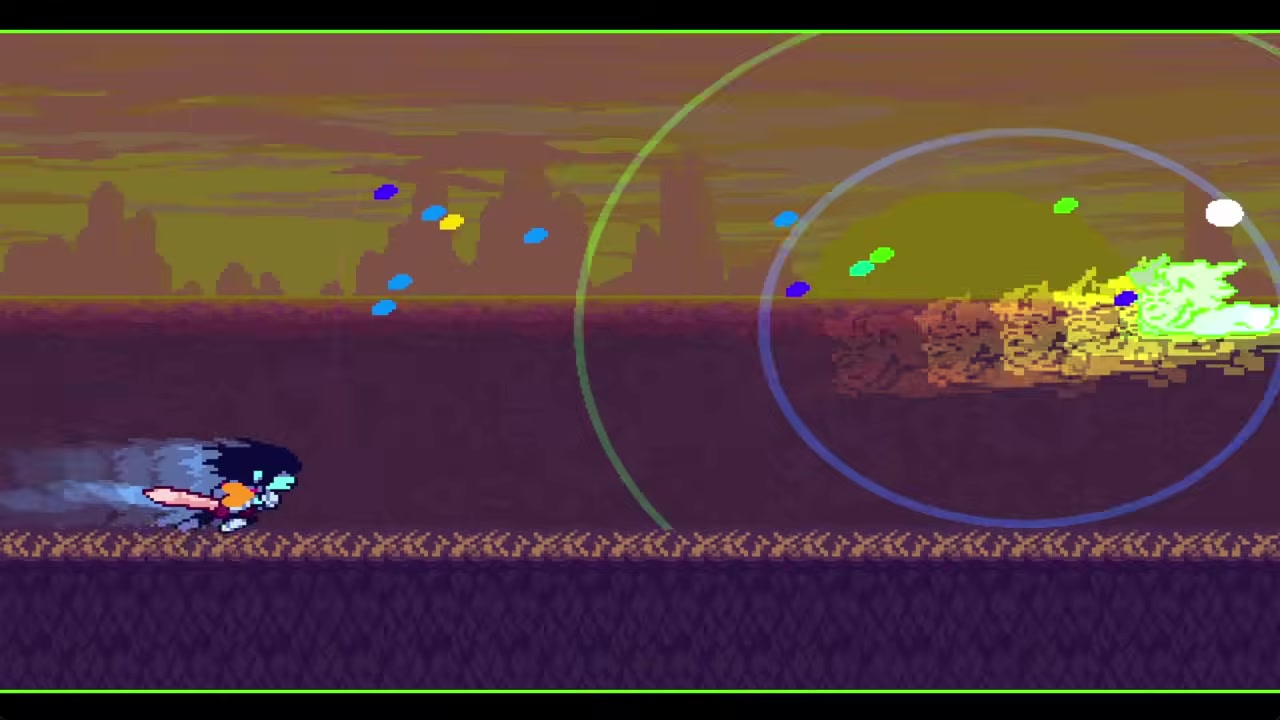 Party members dodge fire patterns around Flowery.