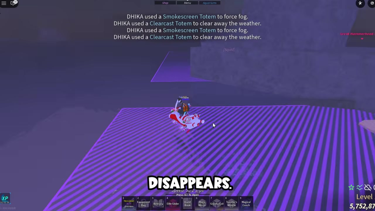 Traveling merchant notification appears above the ocean.